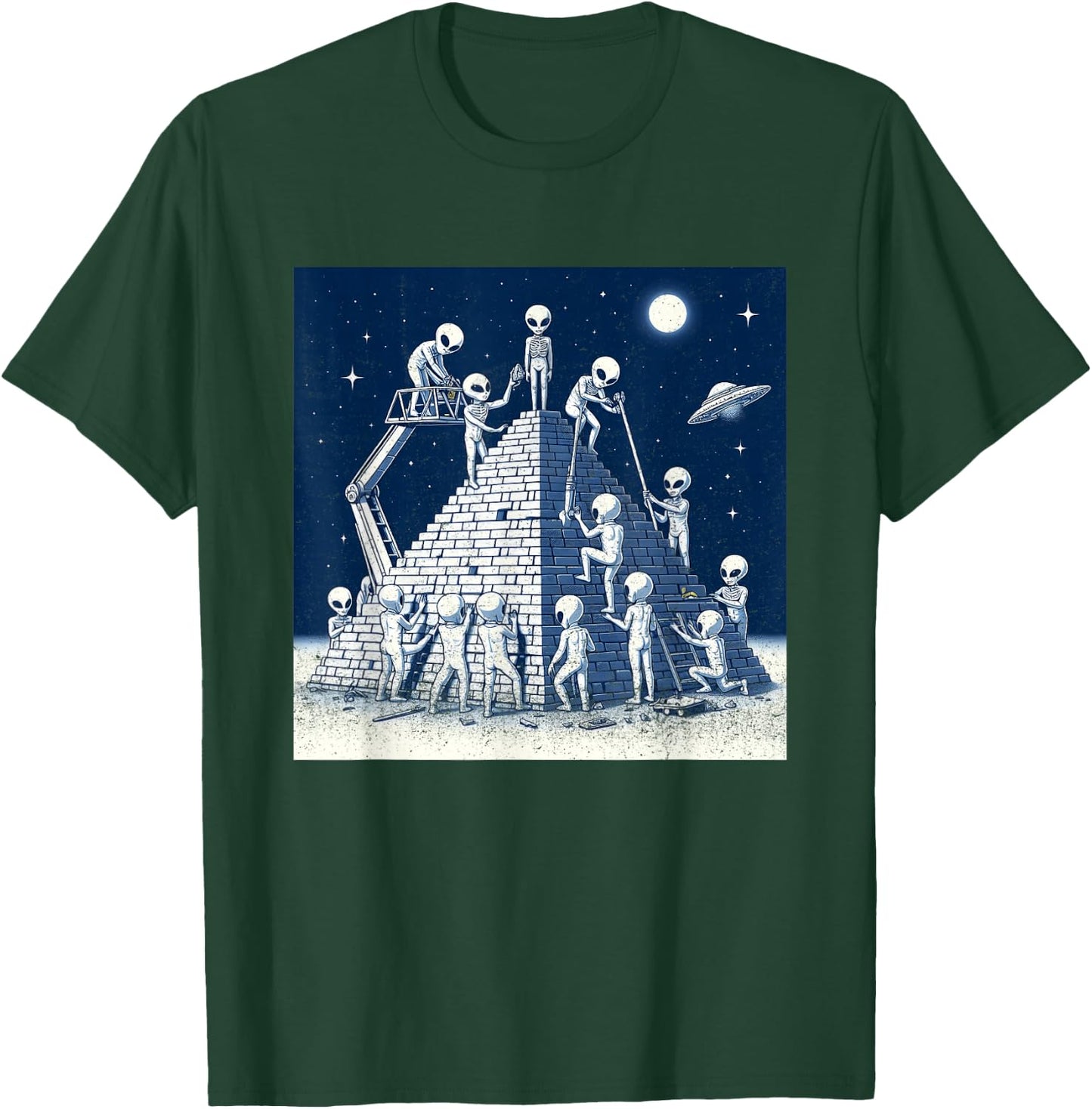 Aliens Building Pyramid T-Shirt - T-Shirt | Forest