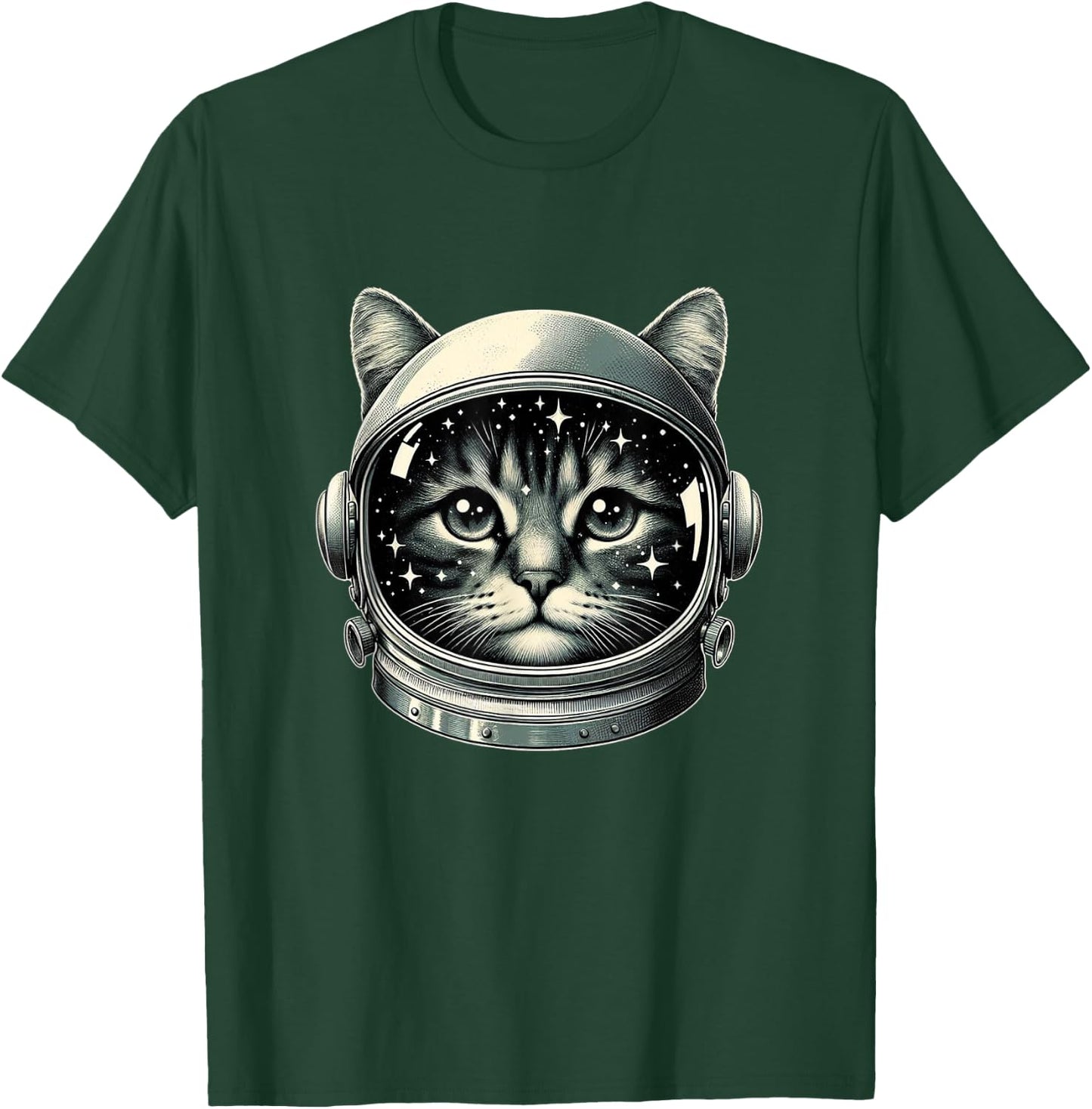 Space Cat Funny Cosmic Astronaut Cat Cute Retro Galaxy Cat Men Women Kids T-Shirt - T-Shirt | Forest