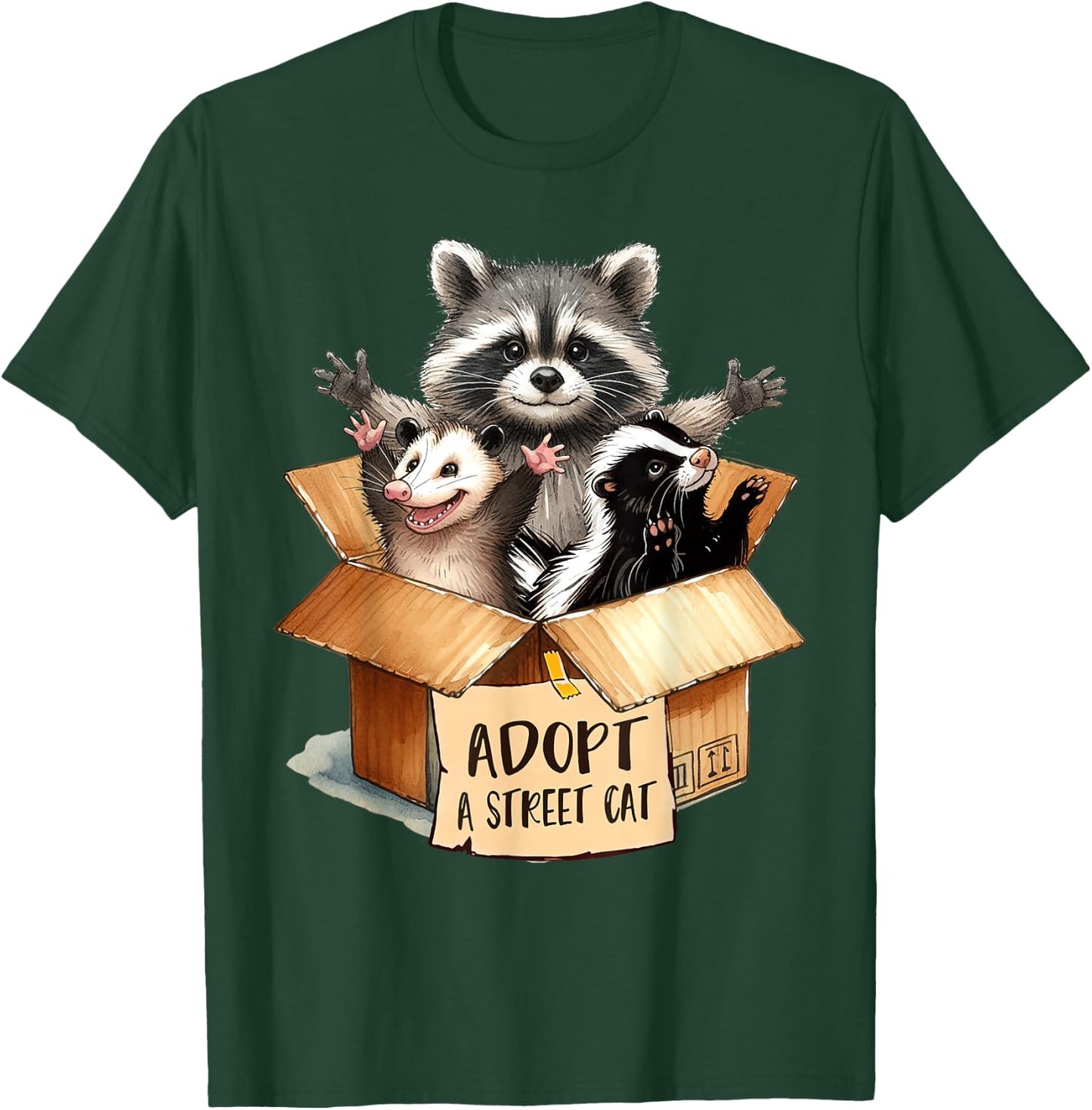 Team Trash Opossum Racoon Skunk Lover Adopt A Street Cat T-Shirt - T-Shirt | Forest
