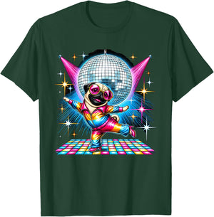 Aesthetic Pug Disco T-Shirt - T-Shirt | Forest
