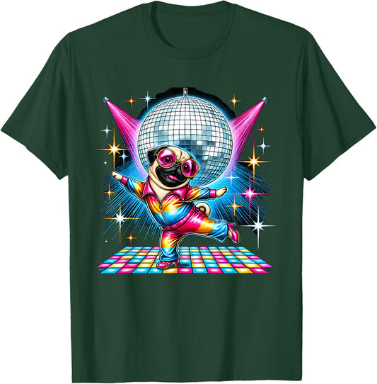 Aesthetic Pug Disco T-Shirt - T-Shirt | Forest