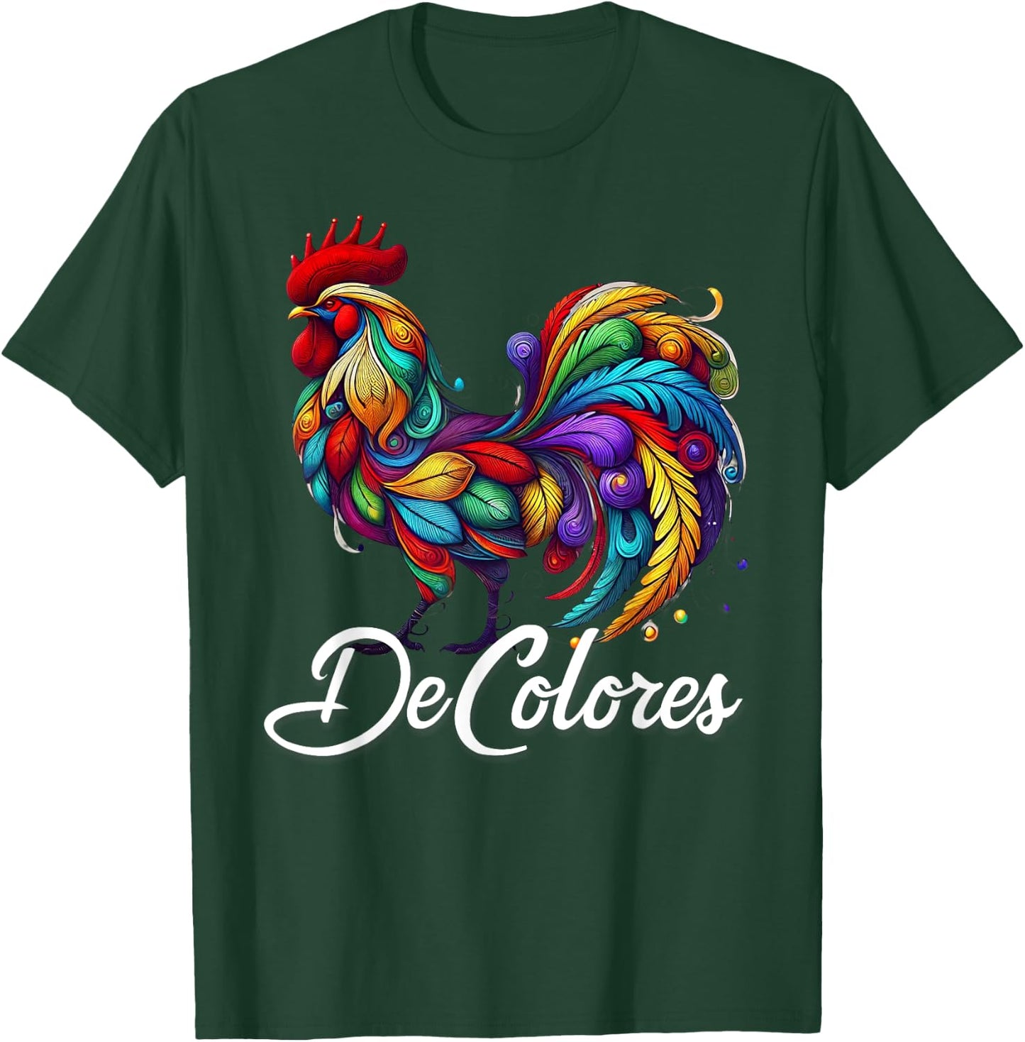 DeColores Cursillo Rainbow Rooster Catholic T-Shirt - T-Shirt | Forest