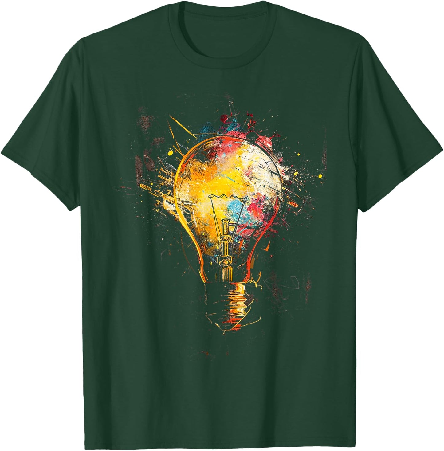 Light Bulb Painting Motif Artwork Art Light Bulb T-Shirt - T-Shirt | Forest