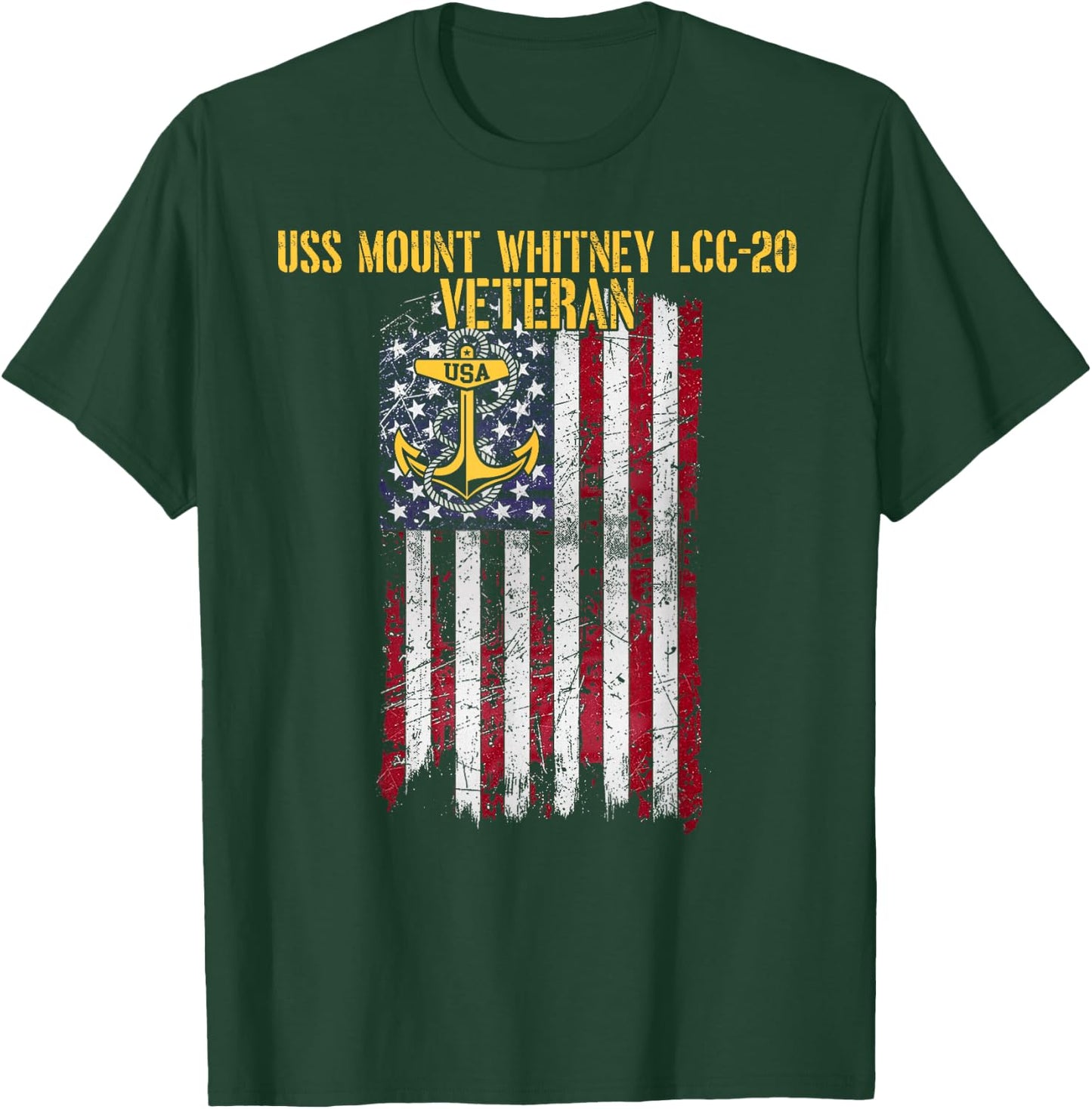 USS Mount Whitney LCC-20 Amphibious Command Ship Veteran T-Shirt - T-Shirt | Forest