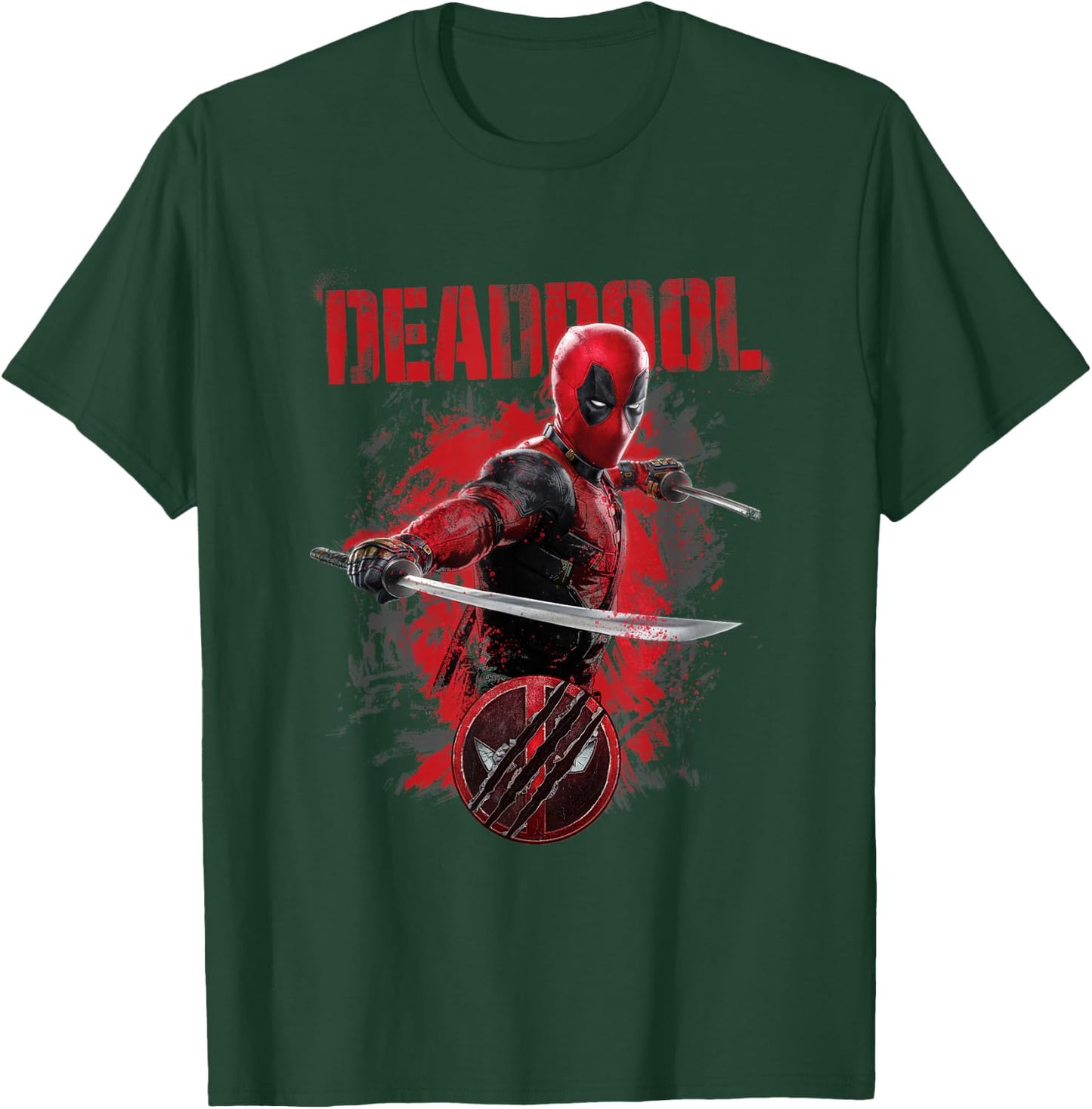 Marvel Deadpool & Wolverine Distressed Red Stamp Hero Logo T-Shirt - T-Shirt | Forest