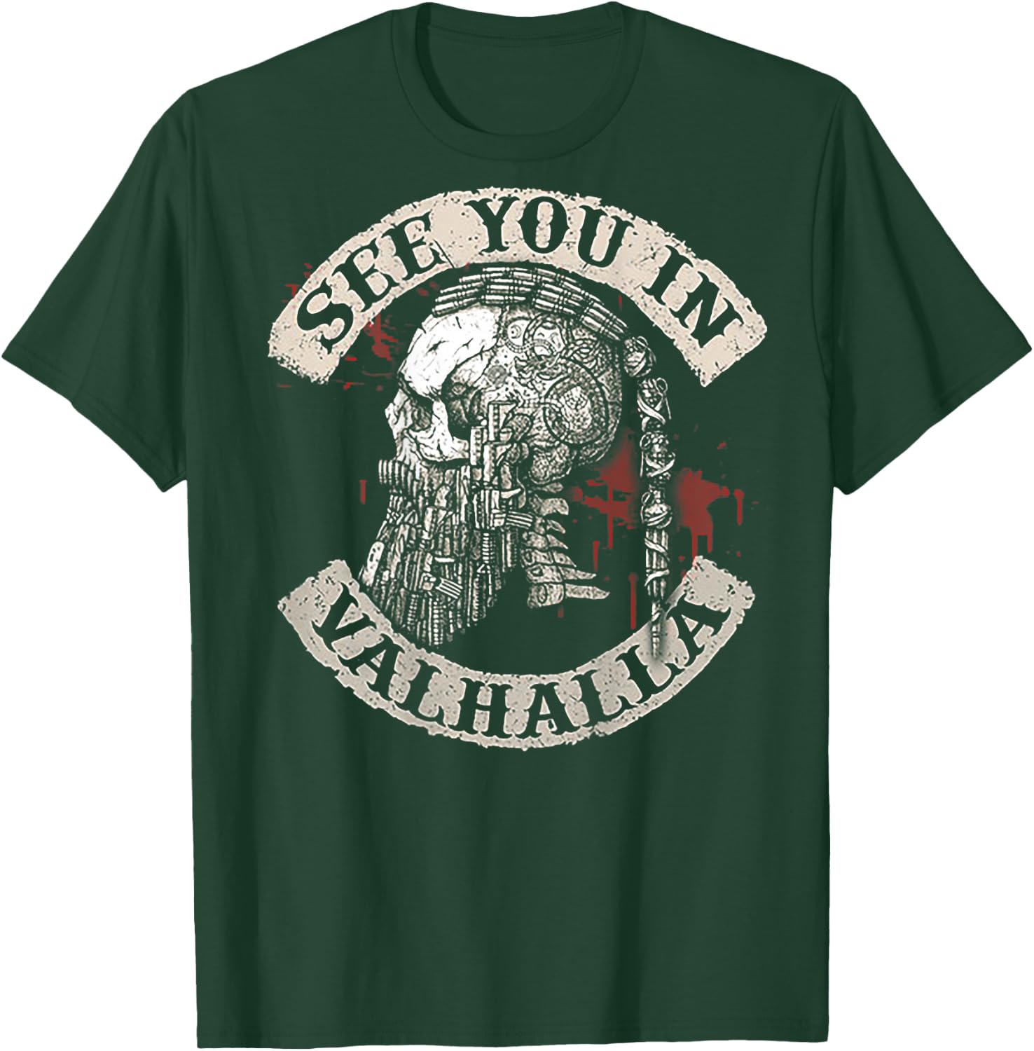 See You in Valhalla Skull Viking (on Back) T-Shirt - T-Shirt | Forest