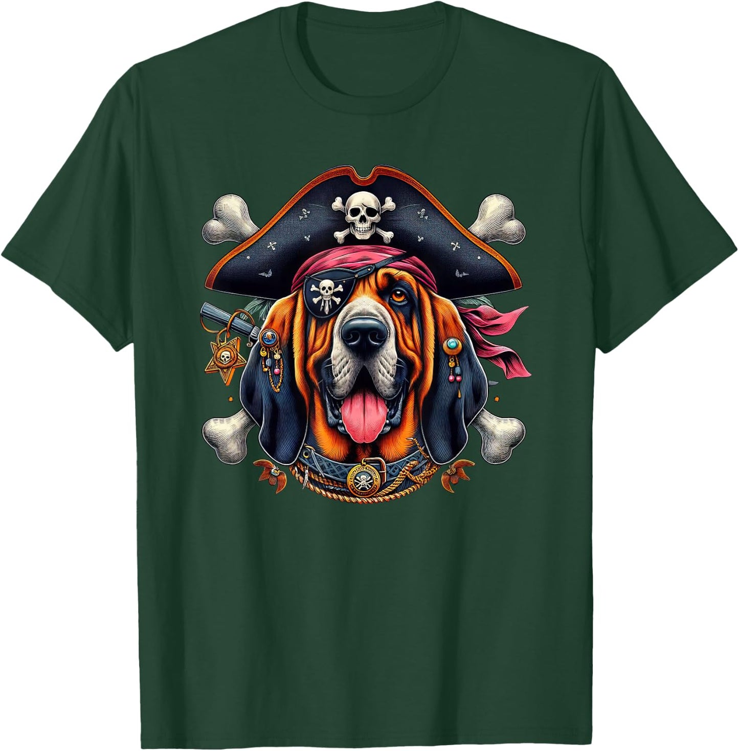 Bloodhound Pirate Crossbones Halloween Kids T-Shirt - T-Shirt | Forest