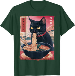 Cat Ramen Noodle Japanese Anime Kawaii Gifts Men Women Kids T-Shirt - T-Shirt | Forest