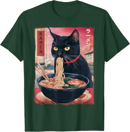 Cat Ramen Noodle Japanese Anime Kawaii Gifts Men Women Kids T-Shirt - T-Shirt | Forest