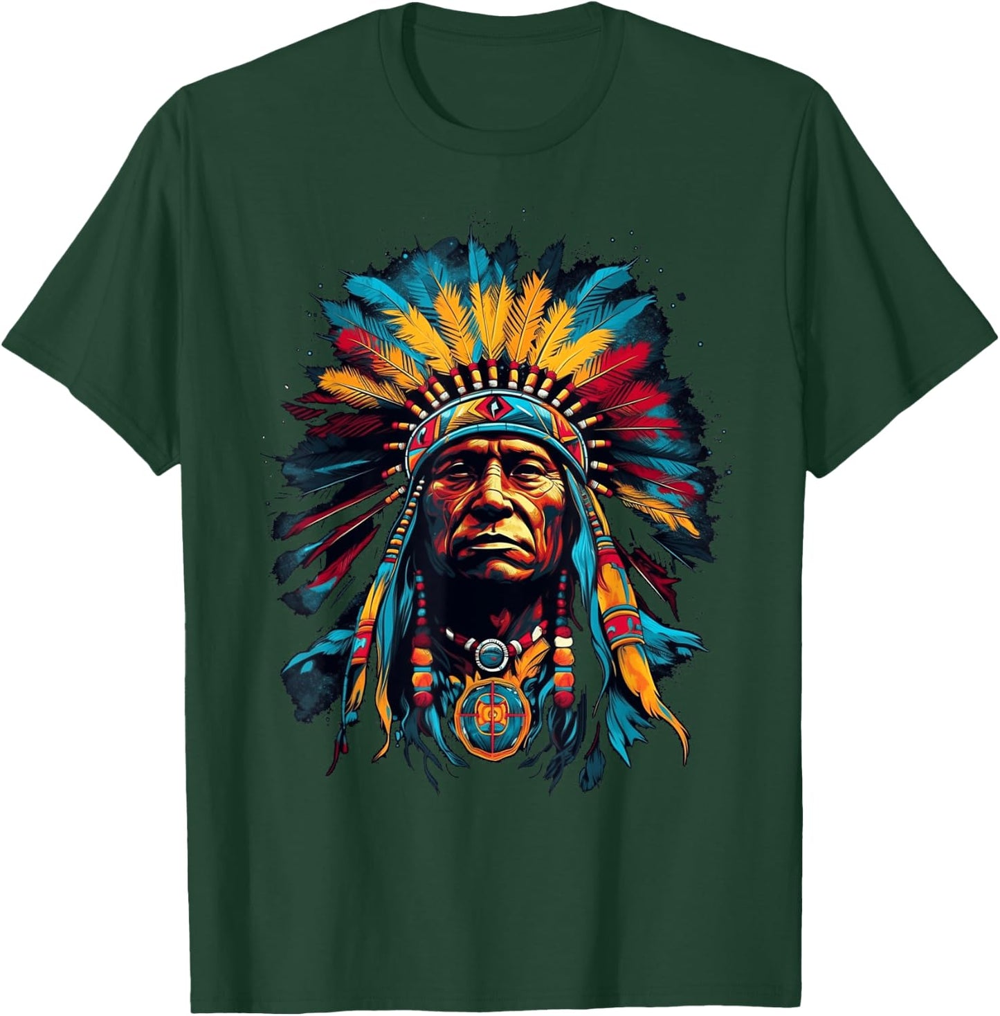 Native American Indian Headdress Traditional Art Men Women T-Shirt - T-Shirt | Forest