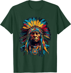 Native American Indian Headdress Traditional Art Men Women T-Shirt - T-Shirt | Forest