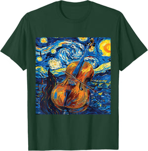 Cello Art Style Starry Sky Night Swing Music T-Shirt - T-Shirt | Forest