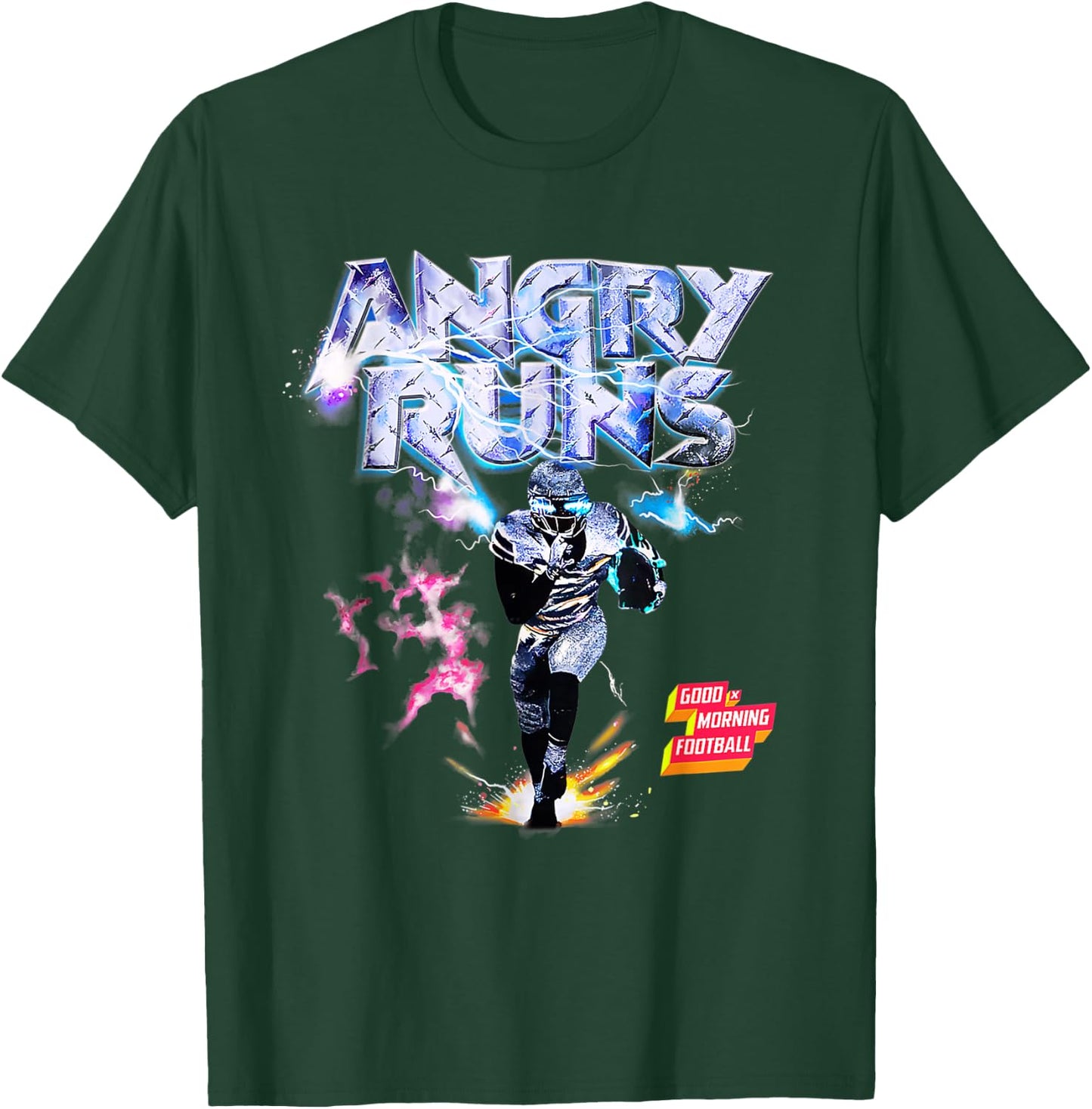 Angry Runs Good Morning Football Sport Lover Vintage Art T-Shirt - T-Shirt | Forest