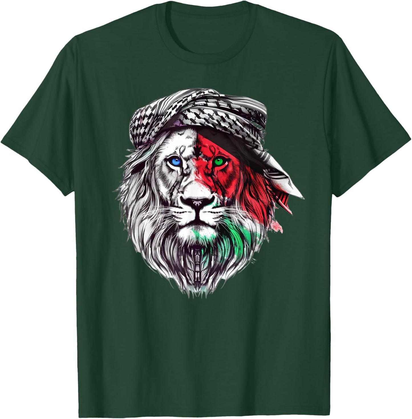 Palastine Time of Palestine: Lion keffiyeh T-Shirt - T-Shirt | Forest