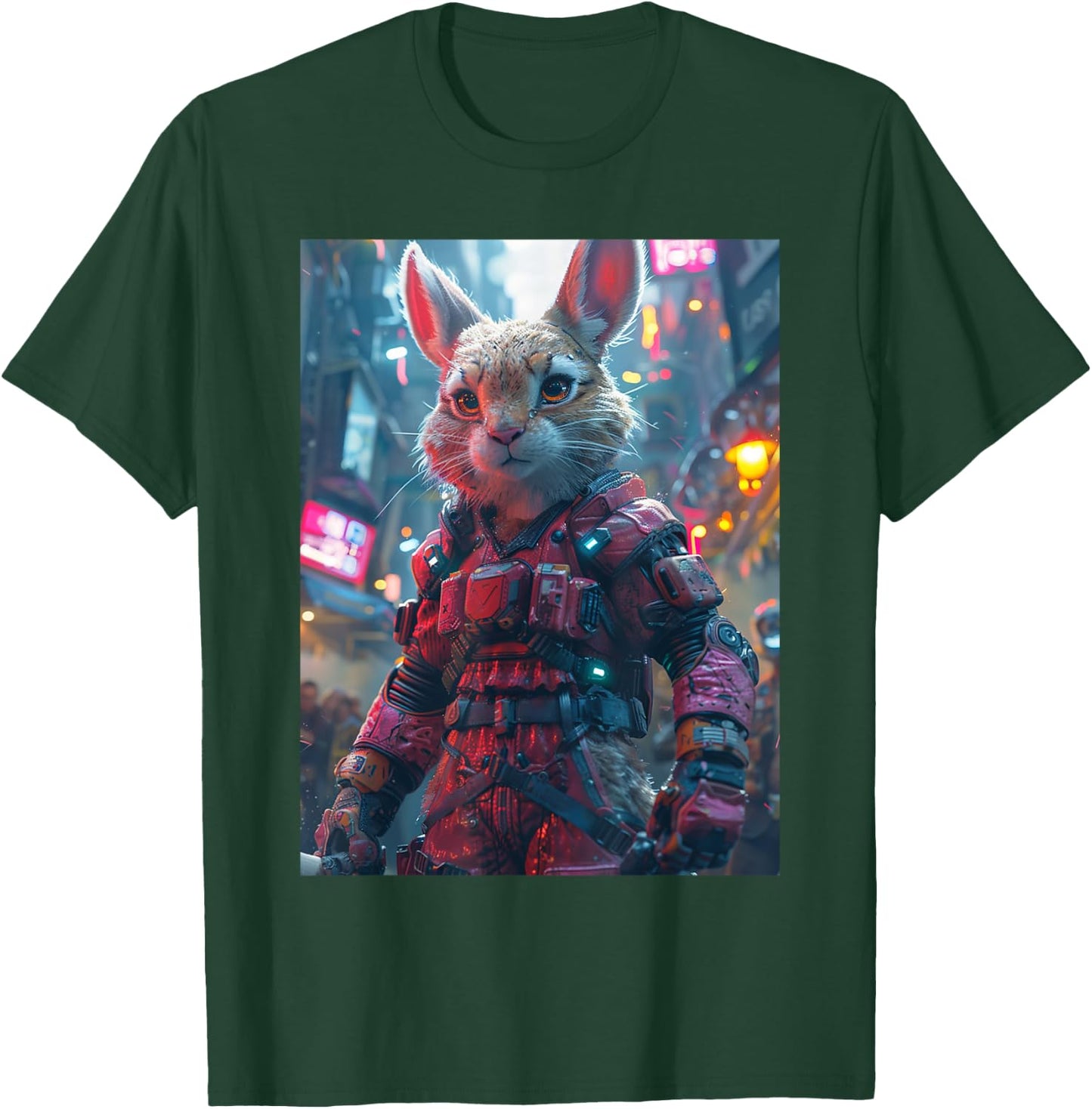 Synthwave Retrowave Rabbit 70s 80s Colorful Graphic T-Shirt - T-Shirt | Forest