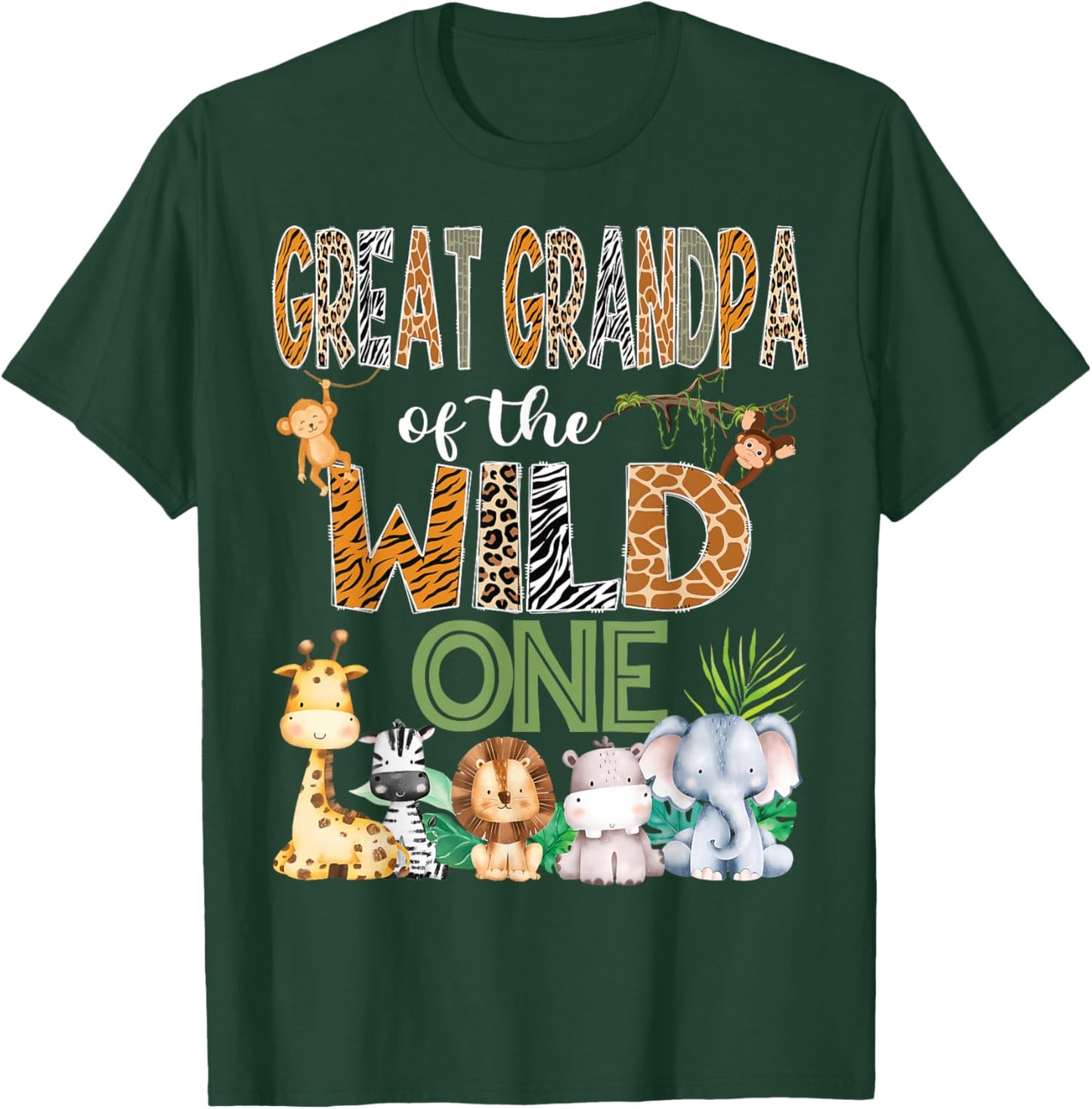 Great Grandpa Of The Wild One 1St Birthday Safari Zoo Jungle T-Shirt - T-Shirt | Forest