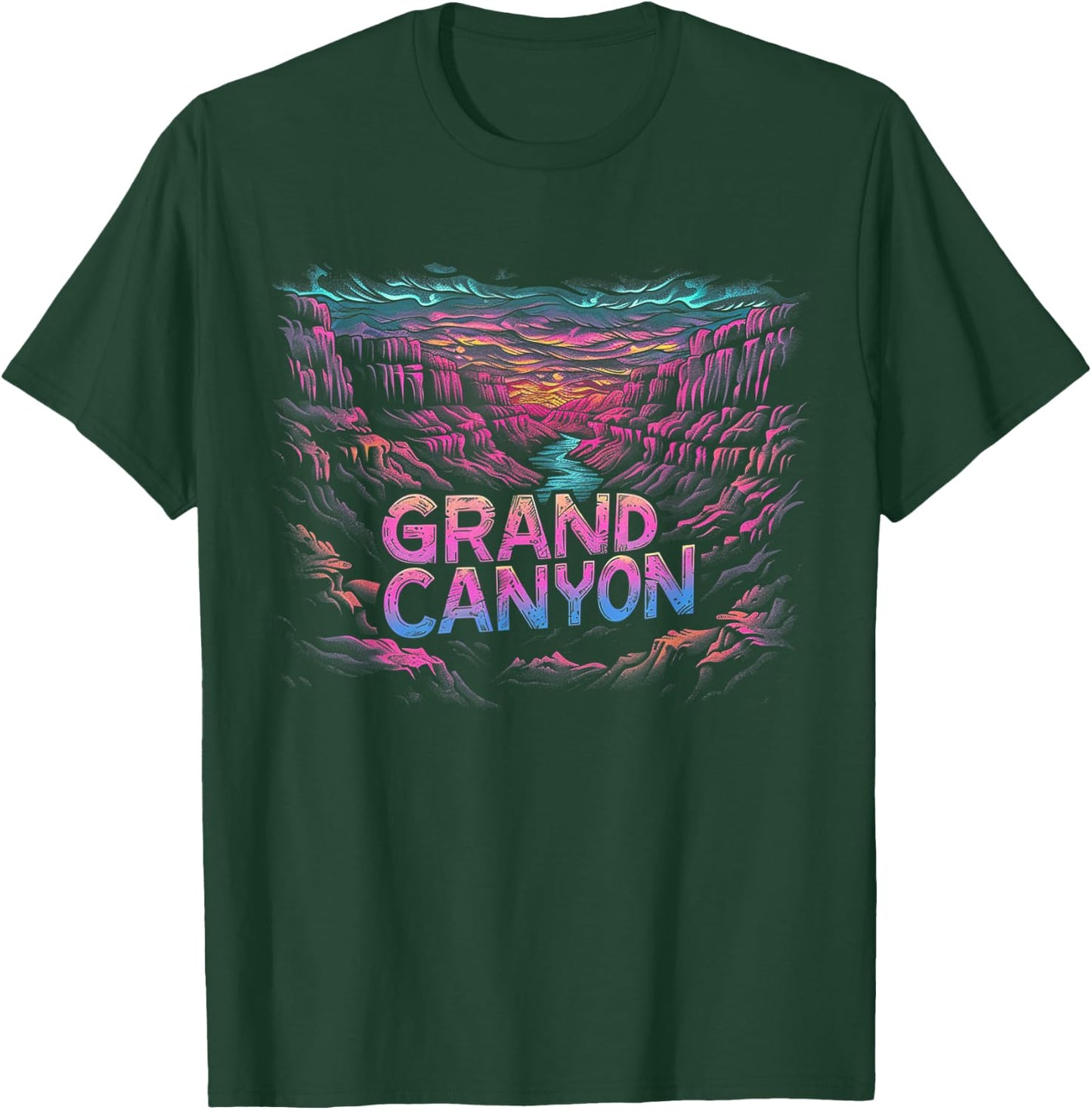Grand Canyon - US National Park Vintage Men Women Kids Retro T-Shirt - T-Shirt | Forest