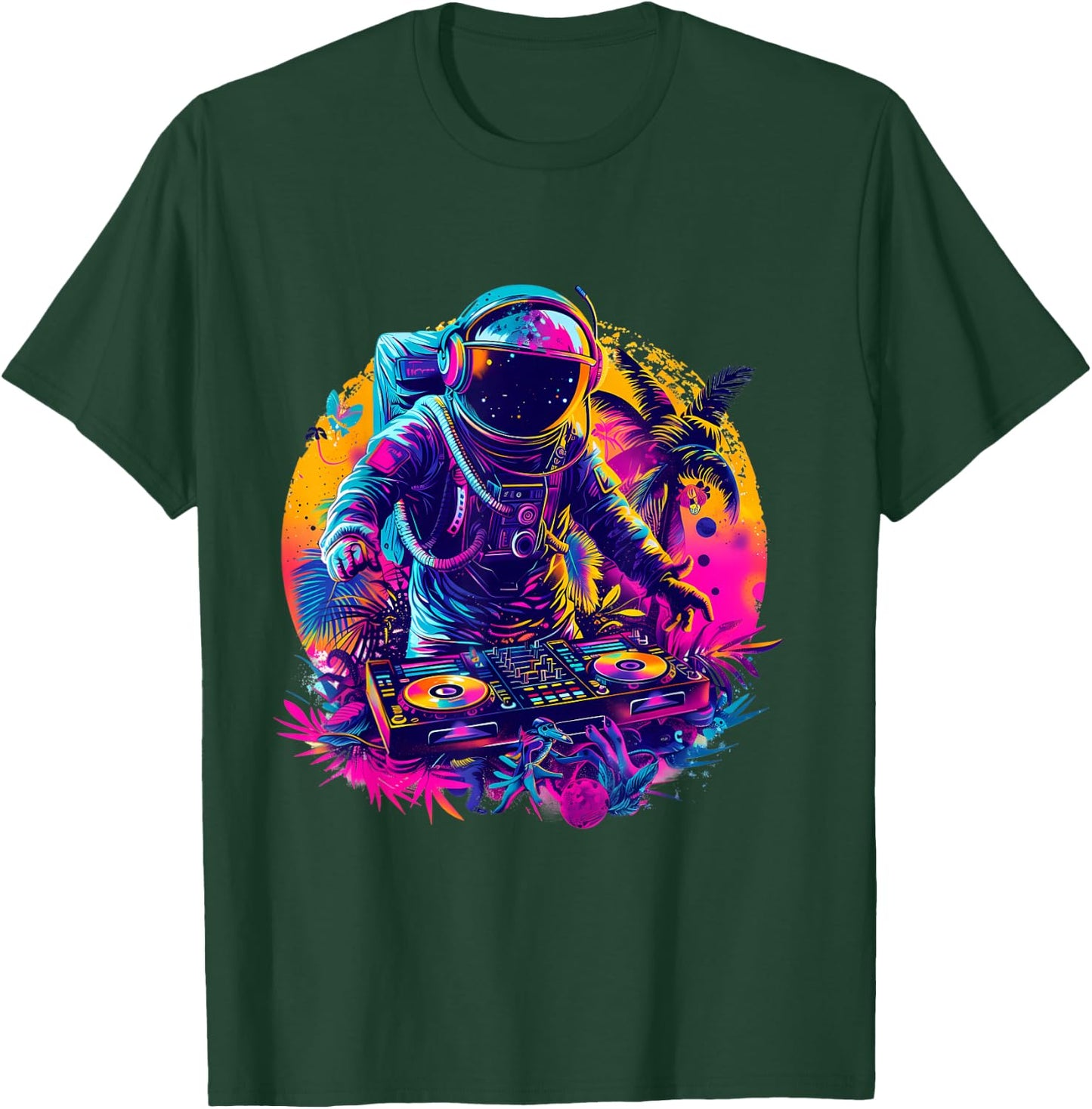 Astronaut DJ Tropical Turntable DJ Astronaut Beatmaker EDM T-Shirt - T-Shirt | Forest