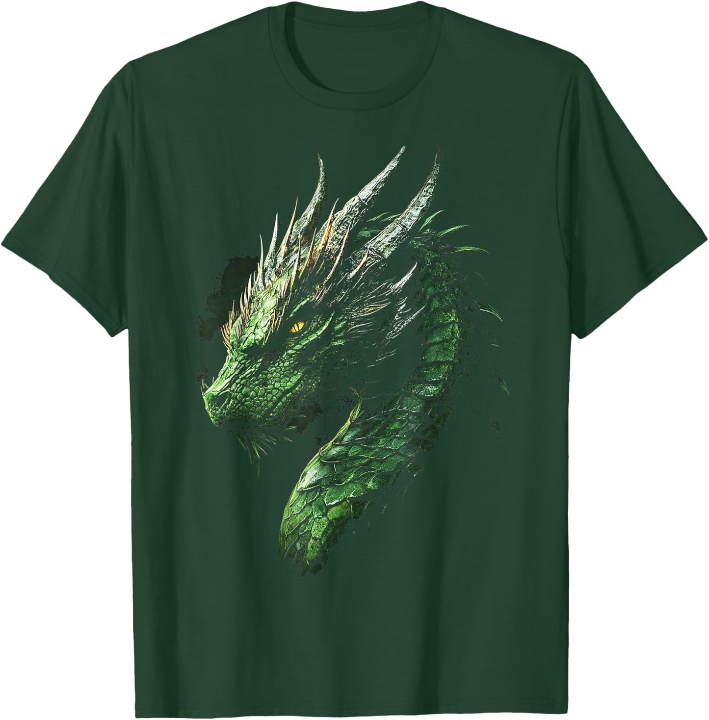 Green Dragon Motif Mythical Illustration Green Dragon T-Shirt - T-Shirt | Forest