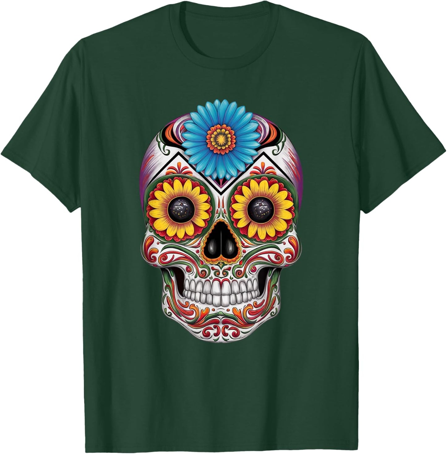 Sugar Skull Day of Dead Halloween Dia De Muertos T-Shirt - T-Shirt | Forest