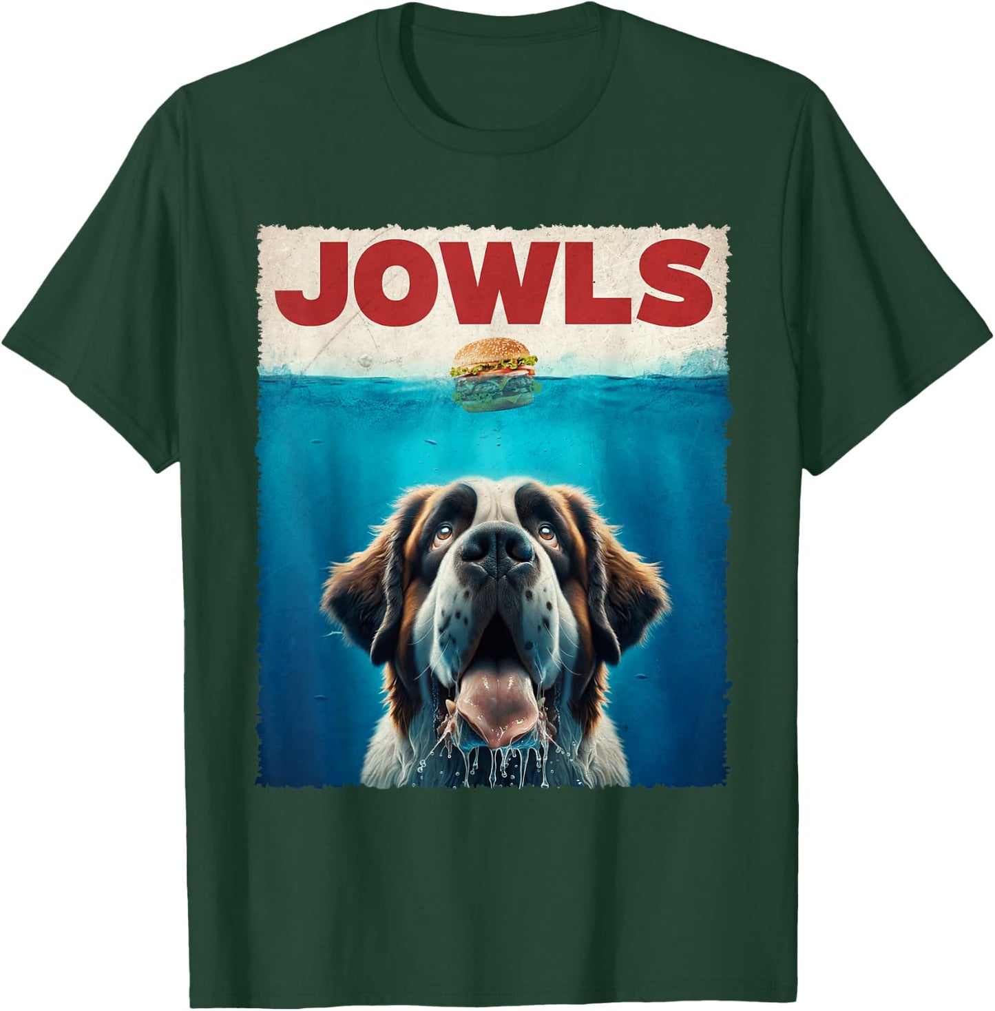 Saint Bernard Jowls Dogs Lovely Pets Funny Animal Fastfood T-Shirt - T-Shirt | Forest