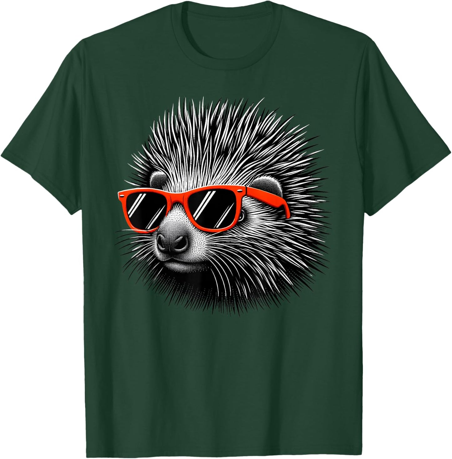 Cool Porcupine Wearing Sunglasses Graphic Art T-Shirt - T-Shirt | Forest
