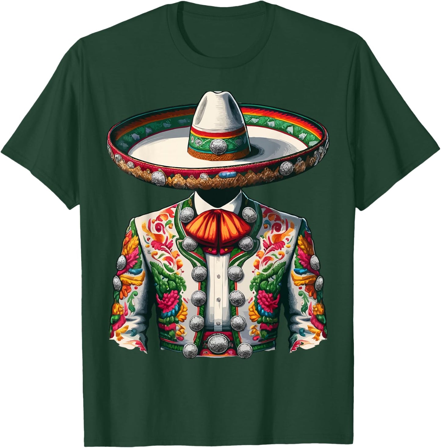 Vibrant Mexican Charro Suit Traditional Mariachi T-Shirt - T-Shirt | Forest