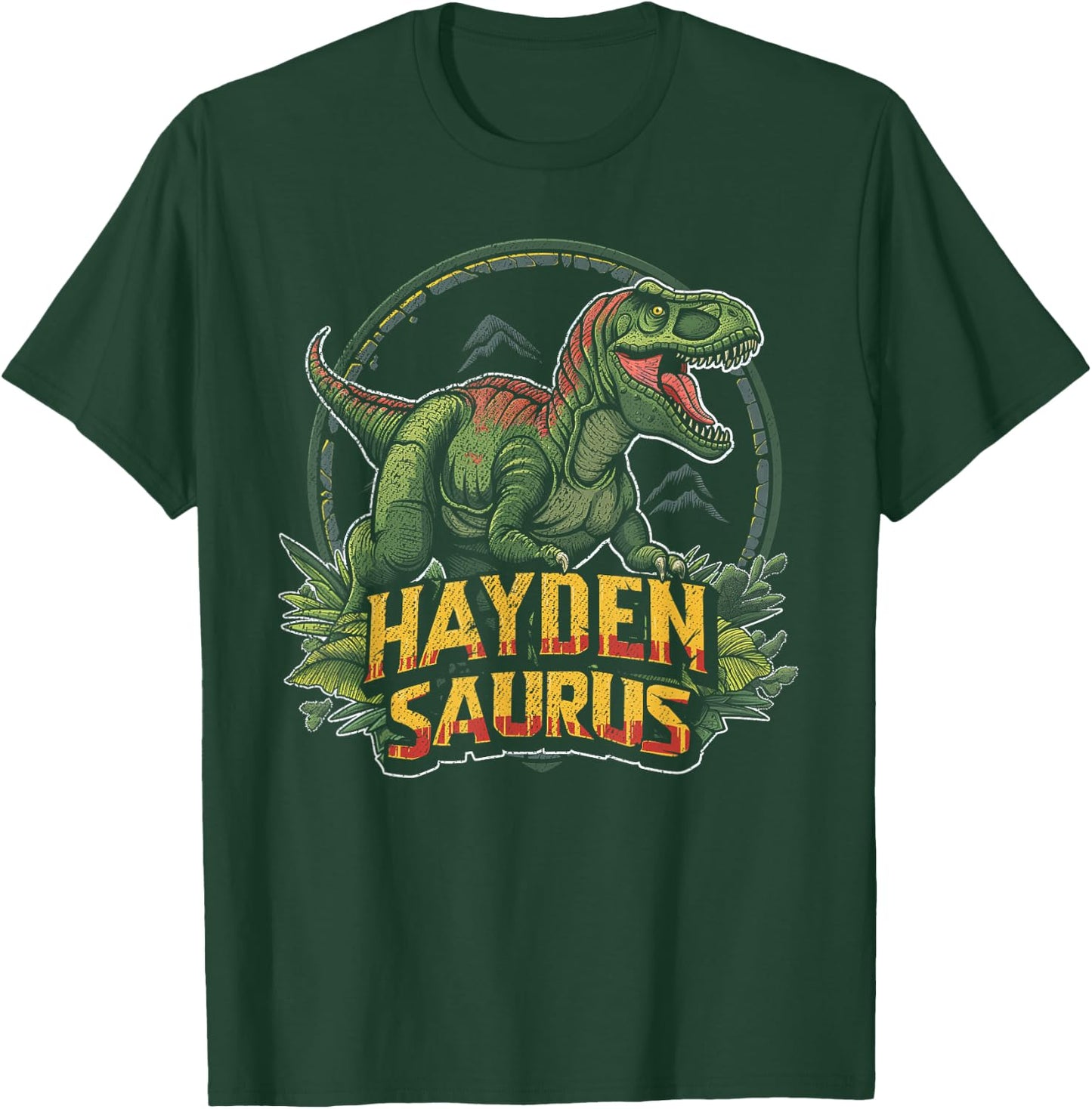 Hayden Saurus Funny Personalized Dinosaur T Rex Boys Name T-Shirt - T-Shirt | Forest