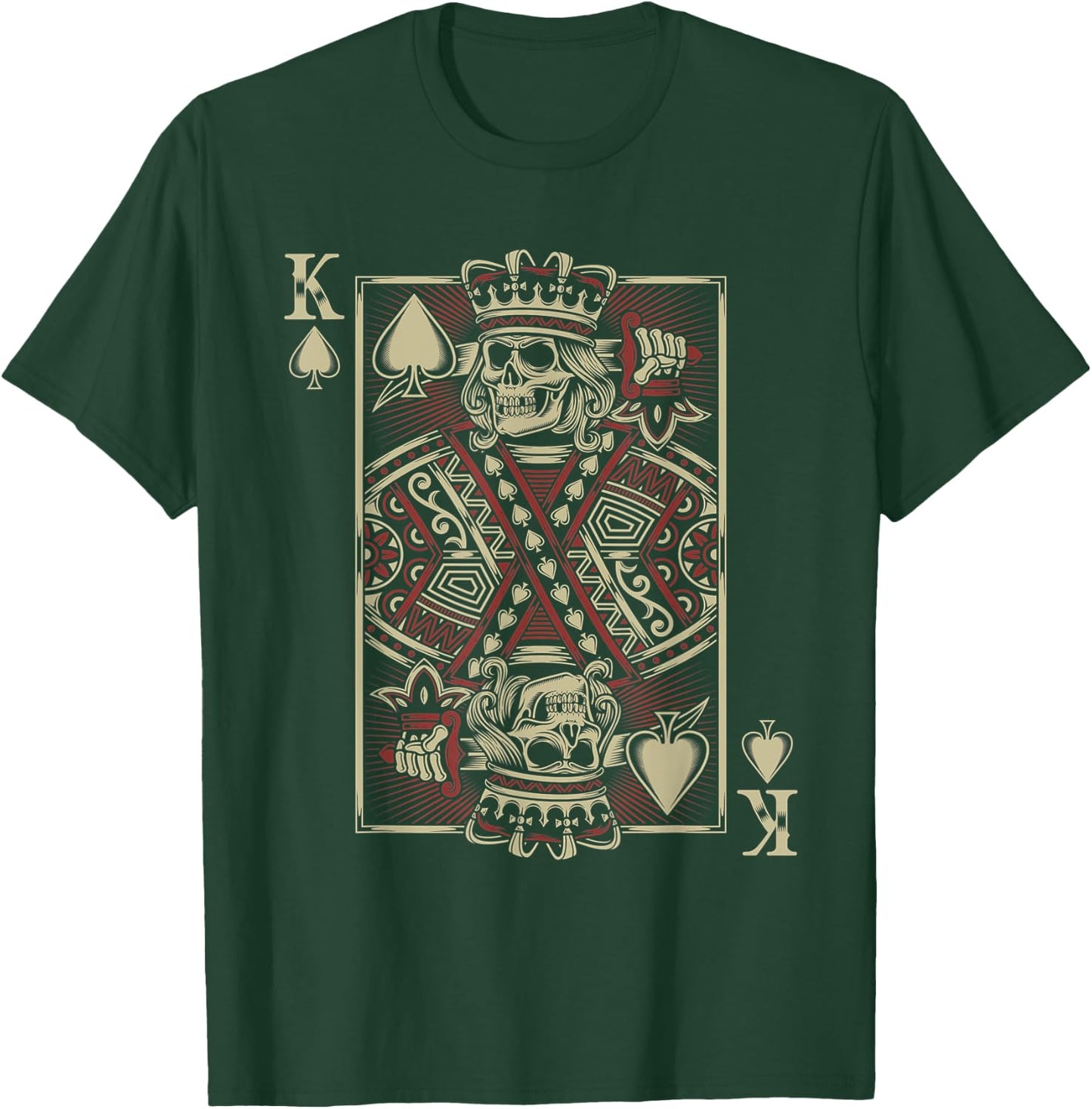 King Of Hearts Skeleton Motorcycle Gift Biker T-Shirt - T-Shirt | Forest