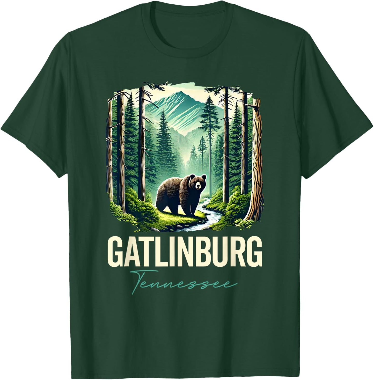 Gatlinburg Tennessee Bear, USA Outdoor Vintage Mountains, TN T-Shirt - T-Shirt | Forest