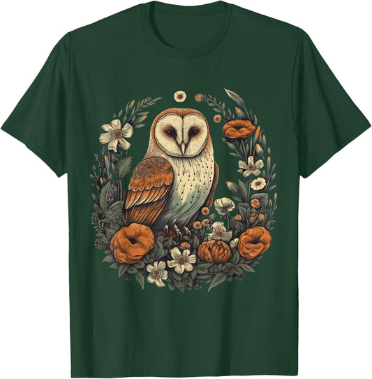 Cute Cottagecore Aesthetic Floral Owl for Girls & Women T-Shirt - T-Shirt | Forest