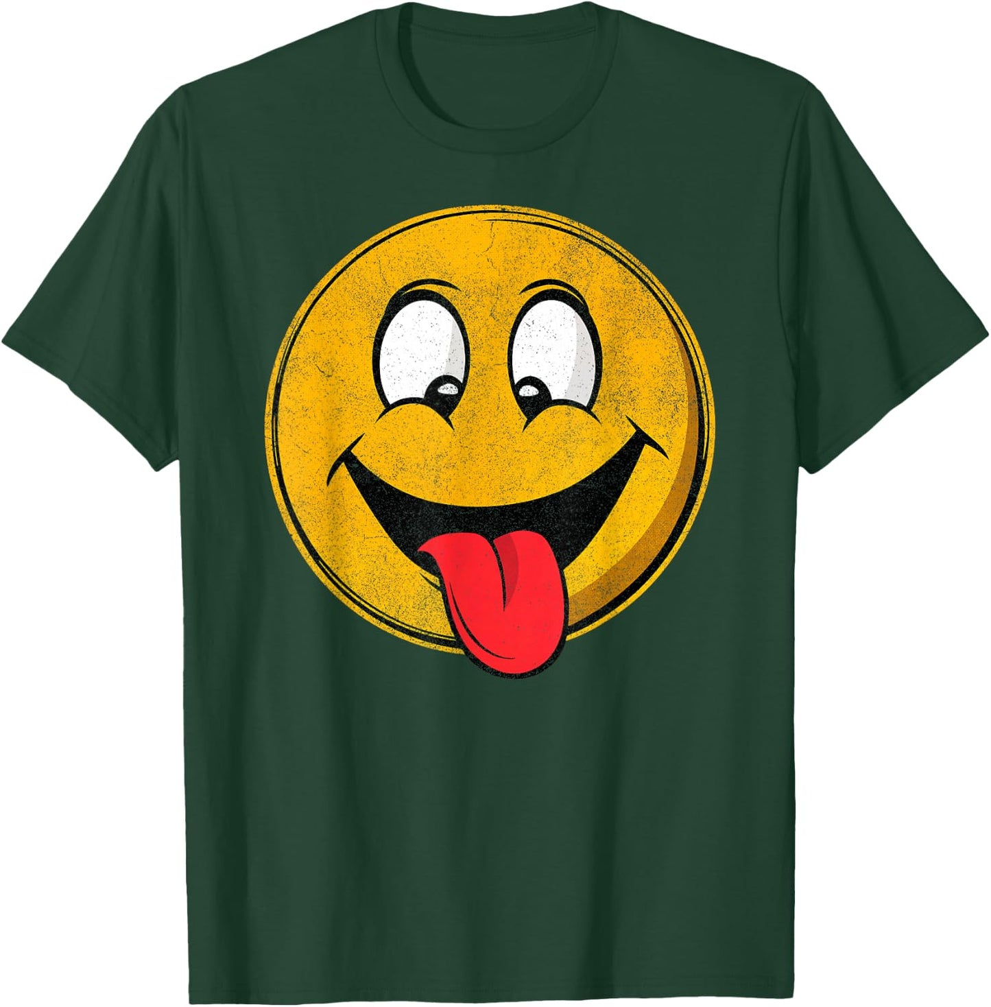 Retro Happy Face with Tongue Sticking Out – Funny Smile T-Shirt - T-Shirt | Forest