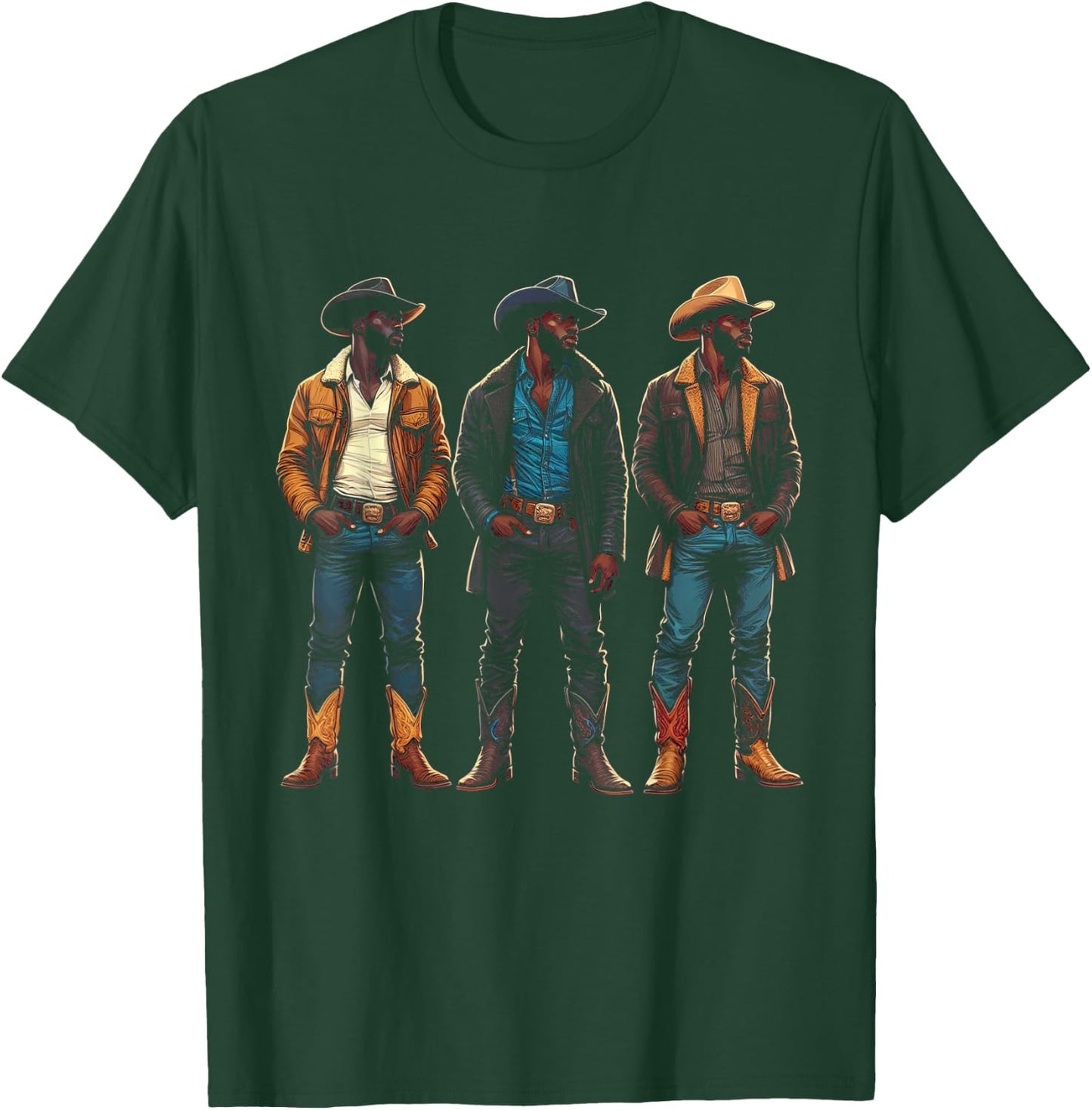 Black Cowboy Western Rodeo Melanin Black History Texas Men T-Shirt - T-Shirt | Forest