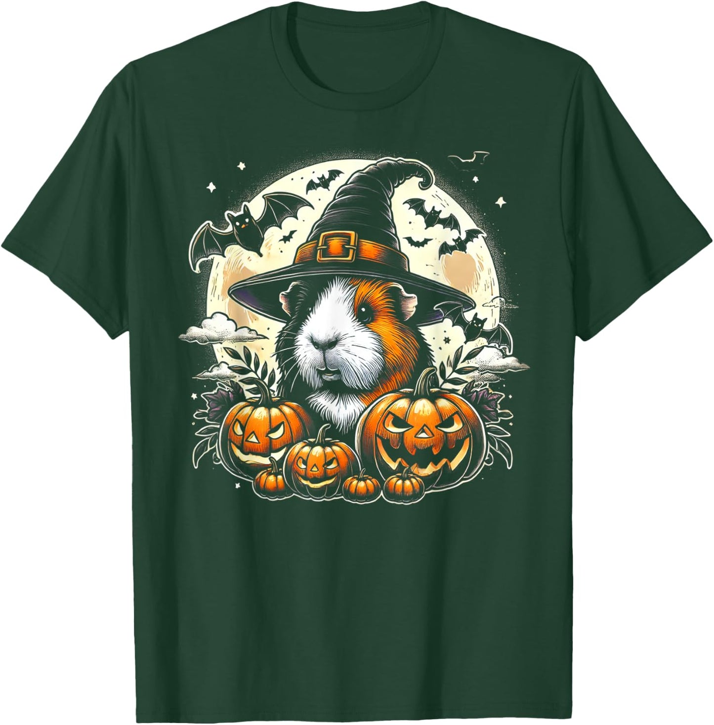 Guinea Pig Halloween Witch Art T-Shirt - T-Shirt | Forest