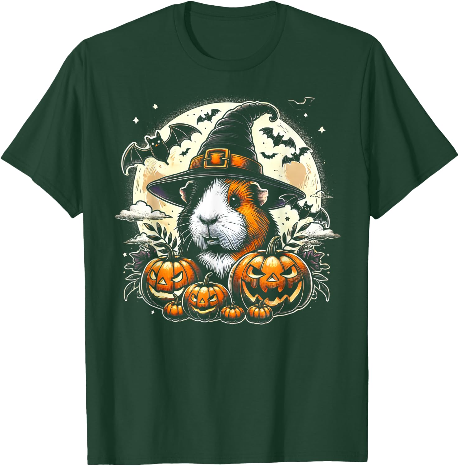 Guinea Pig Halloween Witch Art T-Shirt - T-Shirt | Forest