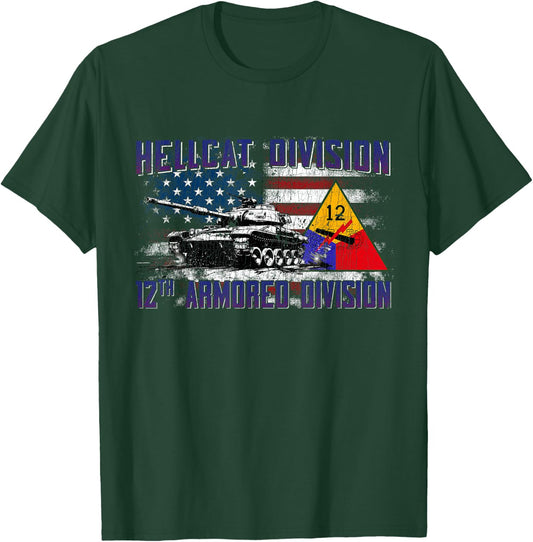 Veteran 12th Armored Division Vintage Gifts Women Girls Kids T-Shirt - T-Shirt | Forest