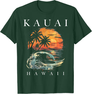 Kauai Hawaii Aloha Hawaiian Surf Surfer Vintage T-Shirt - T-Shirt | Forest