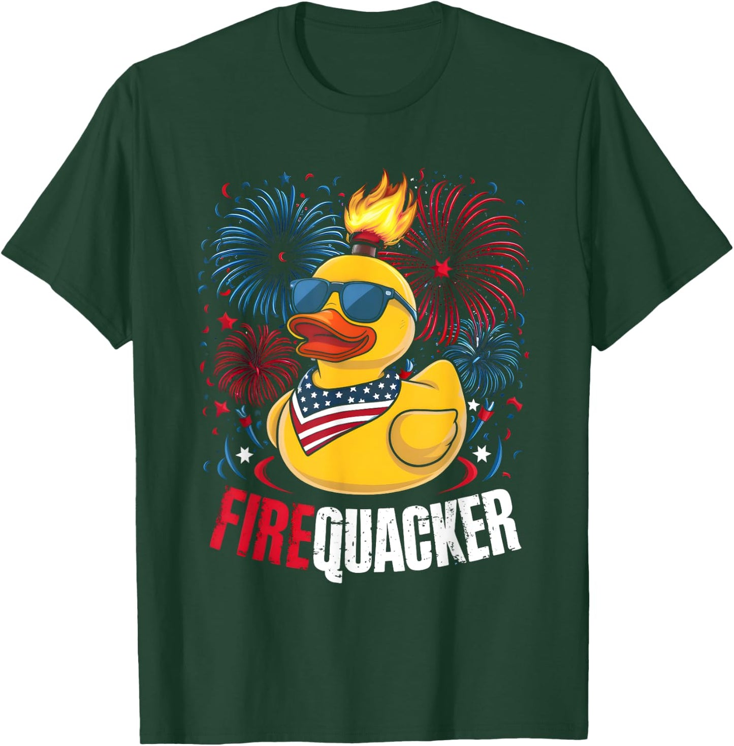 4th of July Duck Firequacker Patriotic Fourth of July Funny Kids Men T-Shirt - T-Shirt | Forest