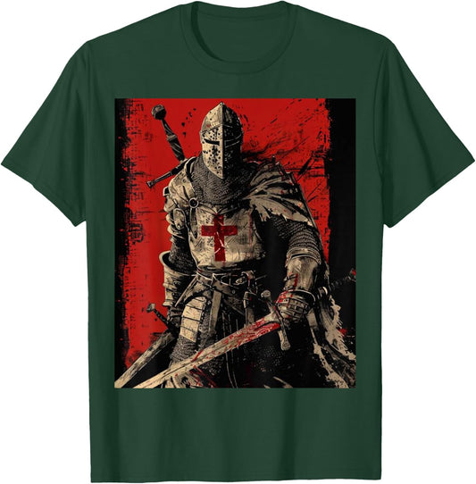 Knight Christian Templar Warrior Of God Crusader Gift T-Shirt - T-Shirt | Forest