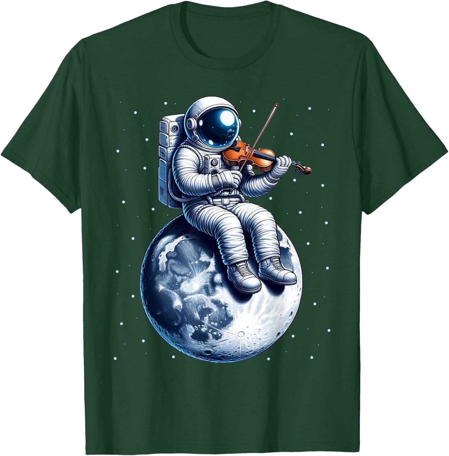 Astronaut Playing Violin on Moon Space Music Lover Novelty T-Shirt - T-Shirt | Forest