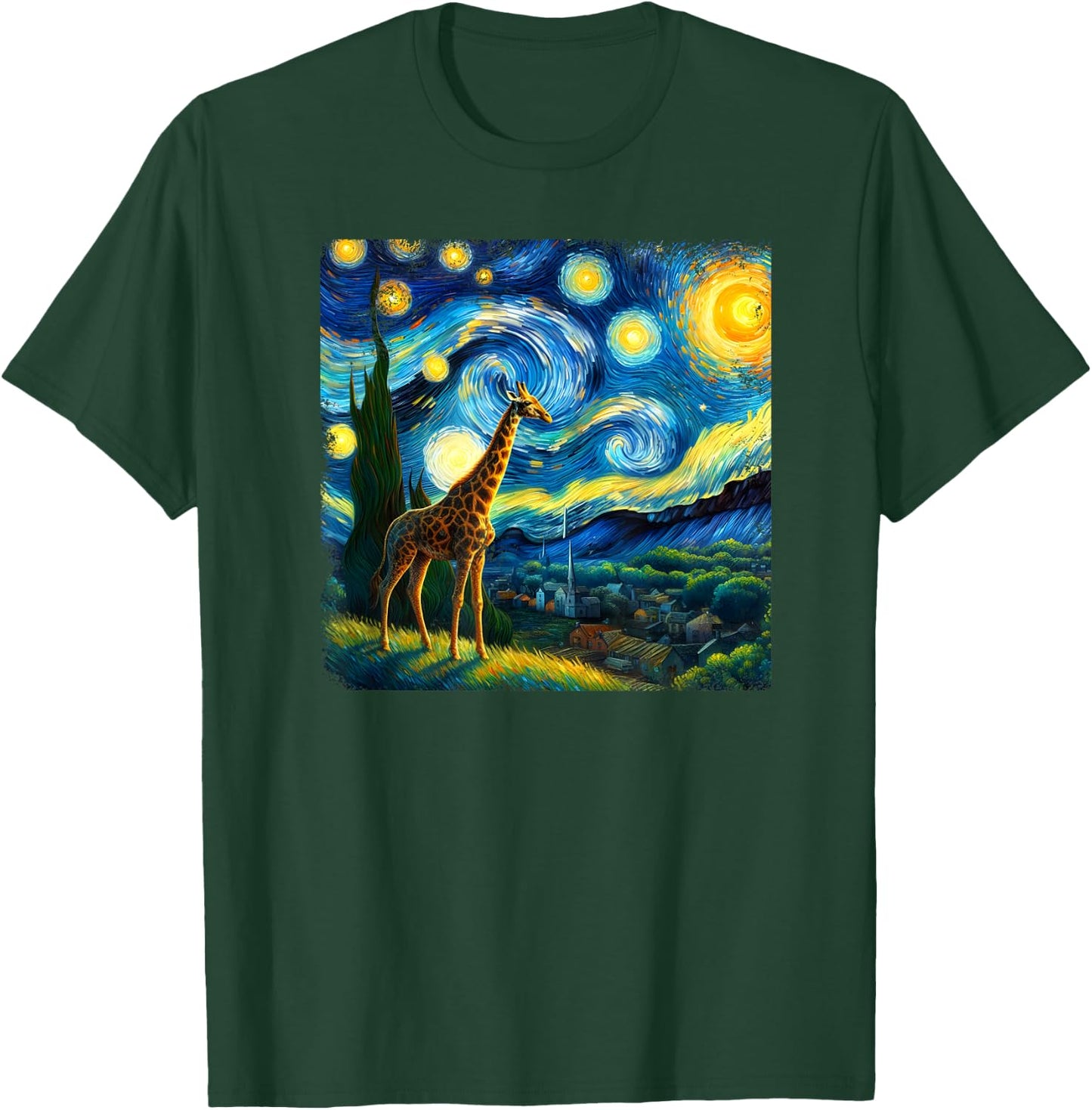 Giraffe Starry Night Van Gogh Painting Giraffe Lover T-Shirt - T-Shirt | Forest