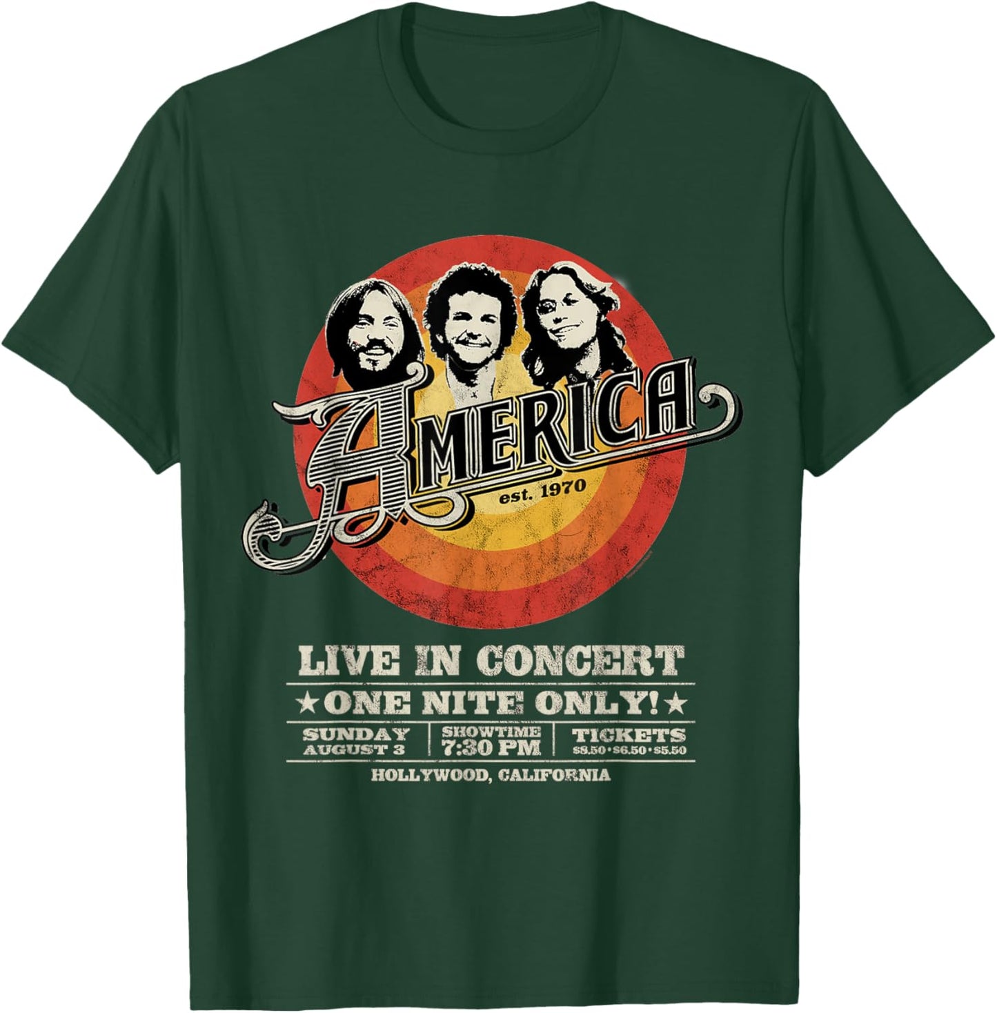 Official America the Band Live in Concert Black T-Shirt - T-Shirt | Forest