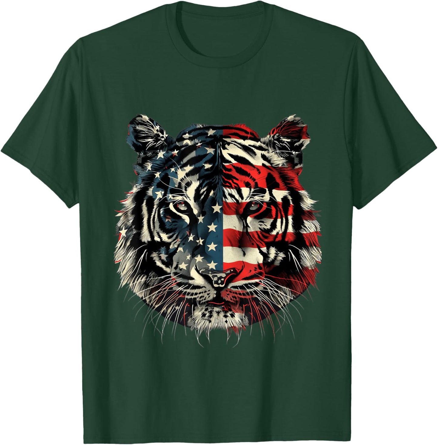 Tiger American Flag T-Shirt - T-Shirt | Forest