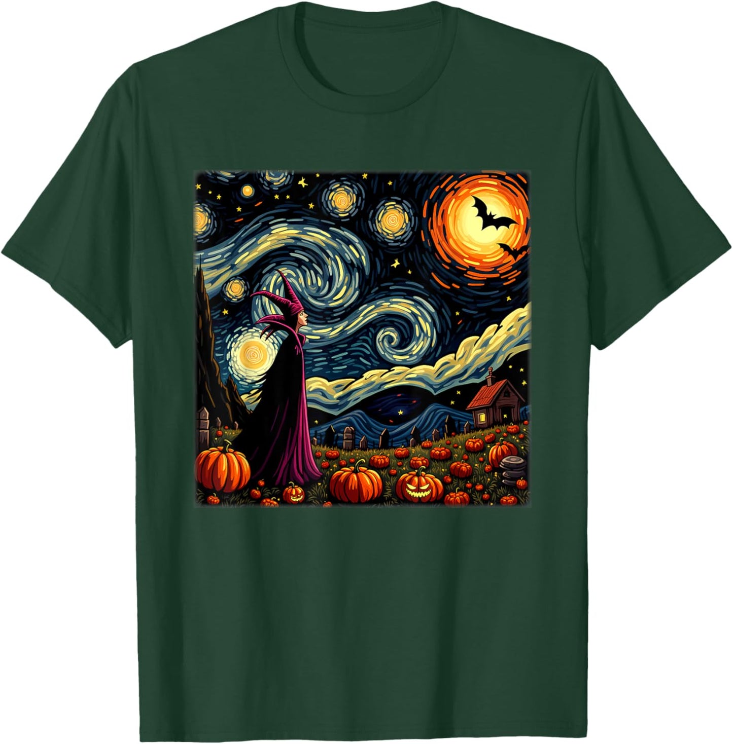 Spooky Halloween Evil Queen Starry Night T-Shirt - T-Shirt | Forest