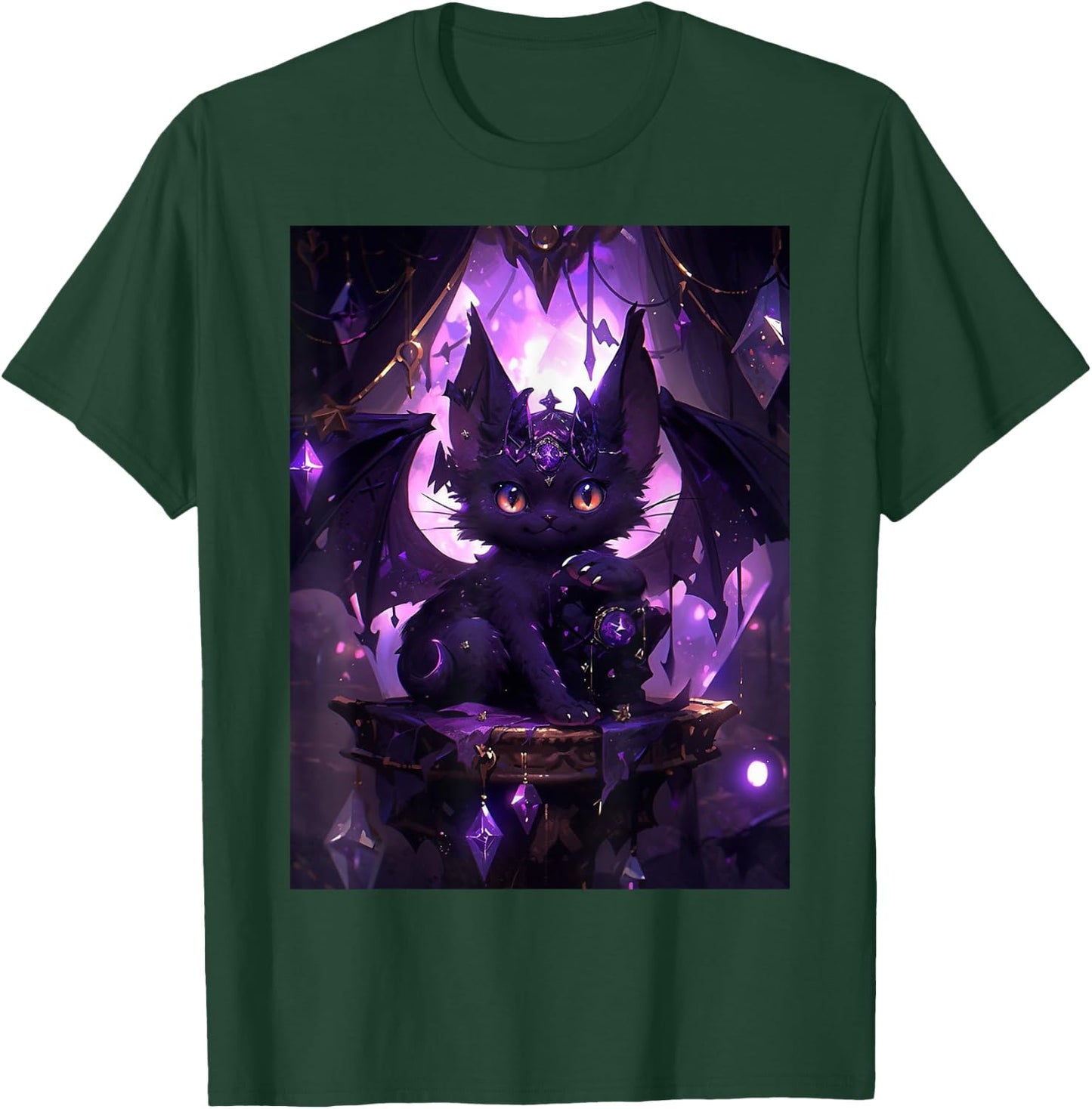 Kawaii Cat Purple Bat Cute Dragon Pastel Goth Men Women Girls Kids T-Shirt - T-Shirt | Forest