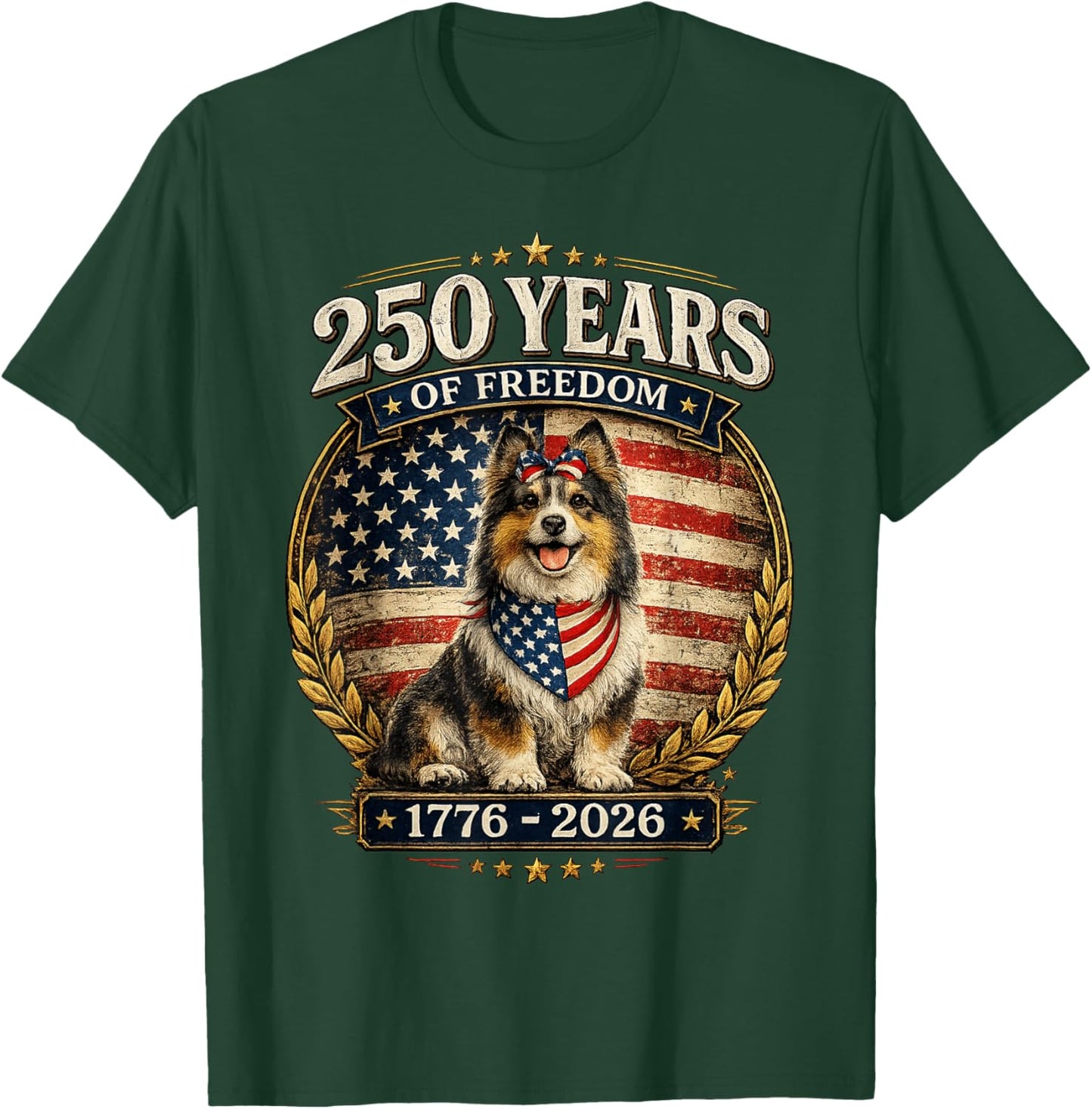250 Years America Anniversary Shetland Sheepdog T-Shirt - T-Shirt | Forest