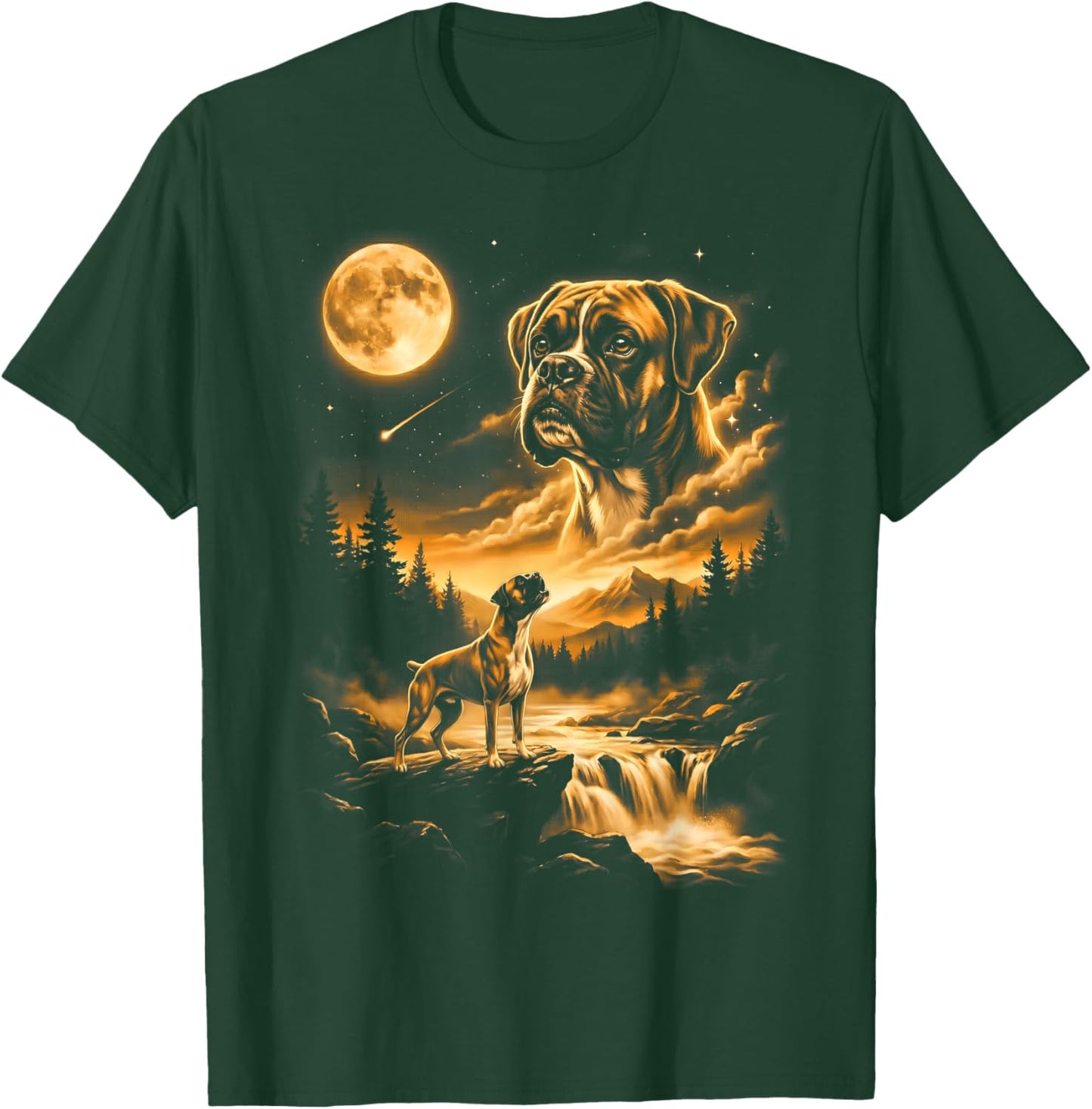 Boxer Howling to The Moon T-Shirt - T-Shirt | Forest