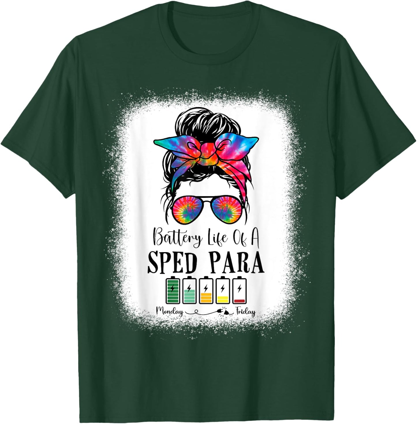 Battery Life Of A Sped Para Tie Dye Last Day Of School T-Shirt - T-Shirt | Forest