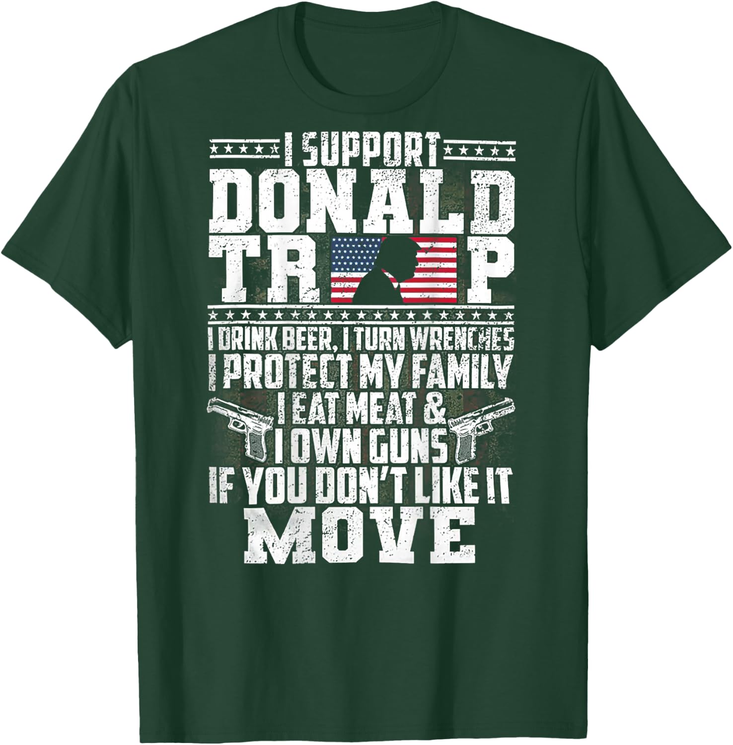 I Support Donald Trump I Drink Beer I Turn Wrenches (back) T-Shirt - T-Shirt | Forest