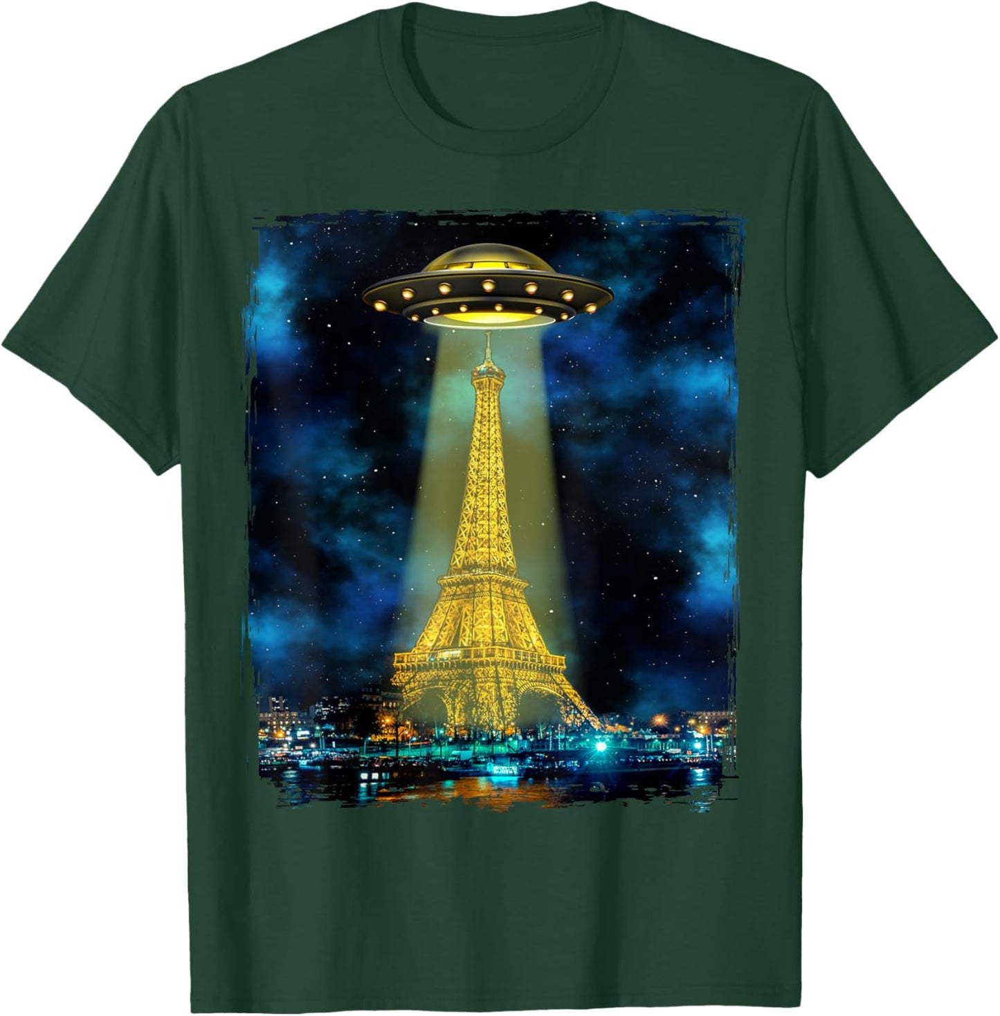Paris Tourist Souvenir Gift Eiffel Tower UFO Alien Space T-Shirt - T-Shirt | Forest